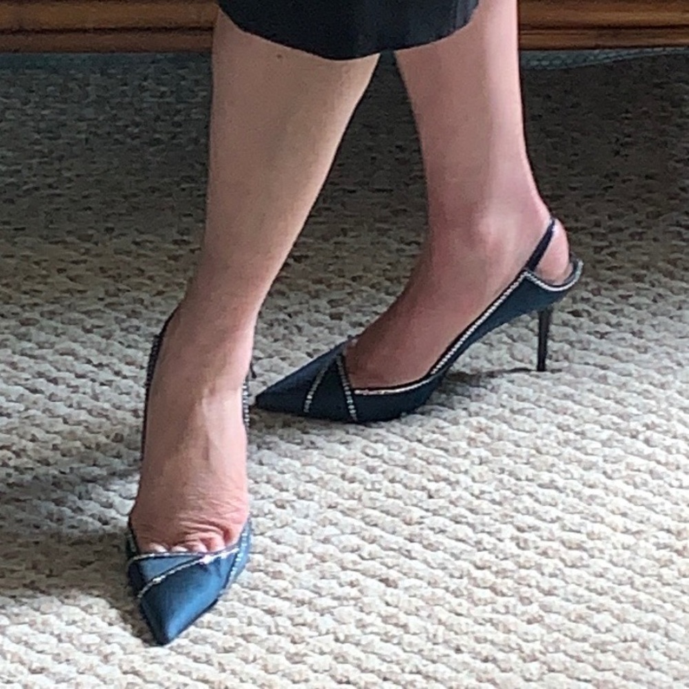 Italian Leather and Satin Heels 6.5